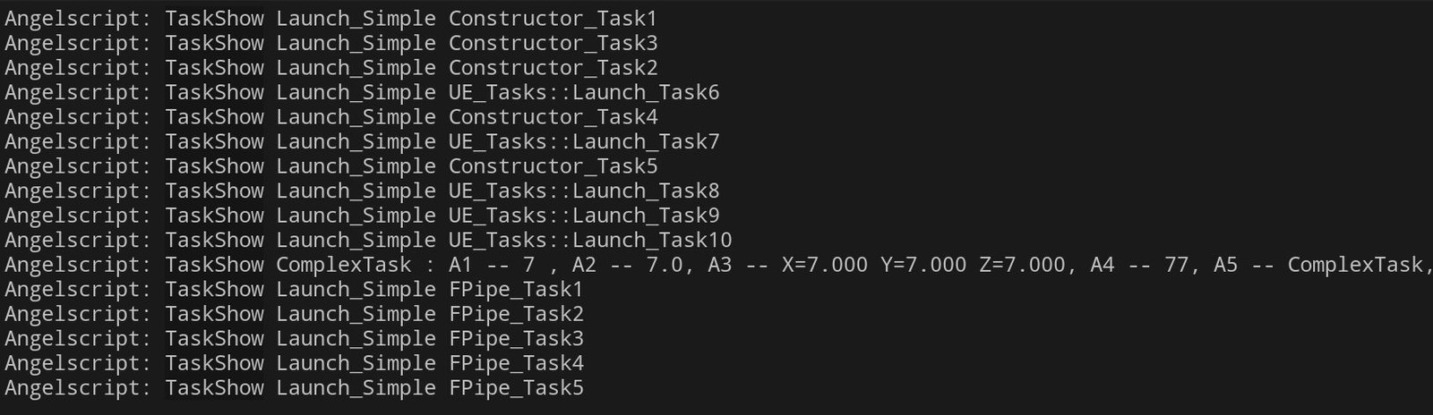 Parallel task execution log