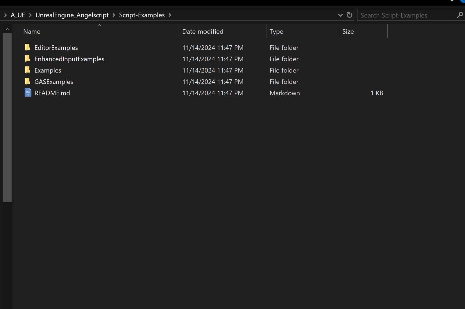 Examples folder in File Explorer